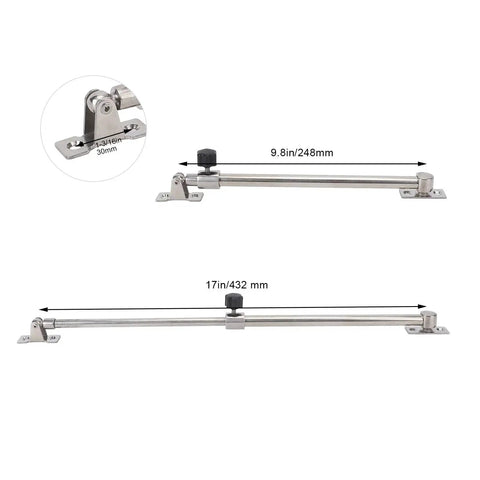 Denash stainless steel boat hatch window adjuster, mirror-polished, adjustable 248-432 mm