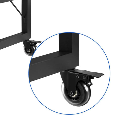 Three Inch Caster Wheels Set Of Four Heavy Duty Casters With Two Brakes And Two Swivel Casters installed on a black frame