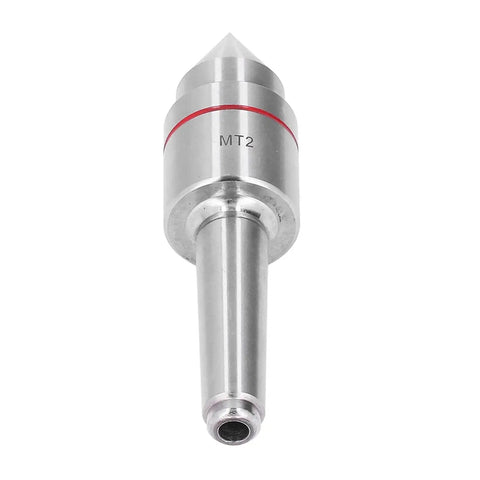 Front view of MT2 Live Center Pro Grade Built For Speed Triple Ball Bearing 60 Degree Tailstock High Carbon Steel Morse Taper