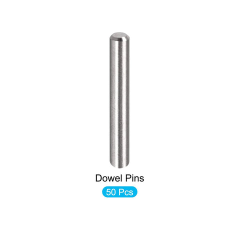3mm x 20mm Dowel Pin Kit in 304 Stainless Steel, Set of 50 Shelf Support Pegs and Pin Fasteners for Furniture Assembly