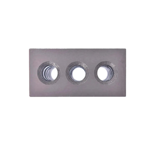 Front view of Machinist Setup Blocks 1x2x3 Hardened Steel Matched Pair with 23 Holes Screws and Hex Key Included Precision Ground for Tight Tolerances.