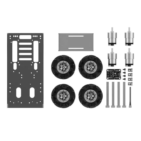 4WD Mecanum Robot Chassis Kit With Encoder Geared Motors And Large Metal Bracket For Arduino Raspberry Pi Jetson And ROS Projects Plug And Play Ready Car Chassis That Feels Built To Last Aluminum Alloy Frame For Omnidirectional Movement And Sensor Ready components layout