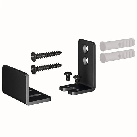 Adjustable U Shape Barn Door Floor Guide Wall Mounted Flush Bottom Guide in sturdy steel black finish with screws