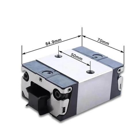 Front view of SKS Short Ball Slider 1pc Linear Guide Block R166231420 with dimensions displayed, for CNC and automation use.