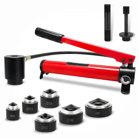 10 Ton Hydraulic Knockout Punch Kit With 6 Dies Electrical Conduit Hole Cutter Set KO Tool Kit For Metal Sheets Hydraulic Hole Digger