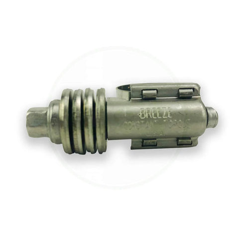 Side view of Breeze CT-9410 Aero-Seal liner clamp with stainless screw, fits 9/16–1-1/16 in (14–27 mm) diameters.