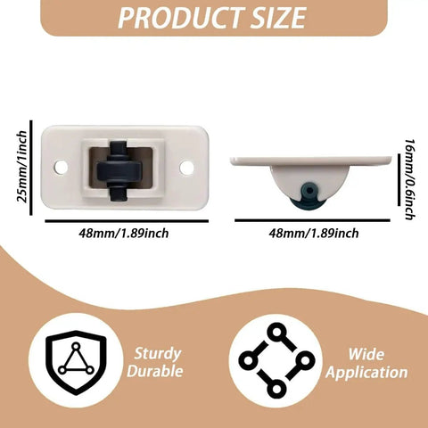 12 Pcs Self Adhesive Caster Wheels Low-Profile Rollers With Unbreakable ABS Construction, product size and dimensions displayed