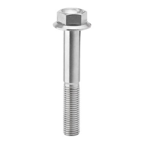 Titanium M10x65mm Flange Hex Bolt 6Al4V Grade 5 Titanium Alloy Silver Finish Side View
