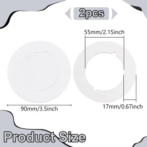 Two Pack Round Door Knob Plates Filler And Repair Backplate Set For Loose Knobs And Damaged Areas size diagram.