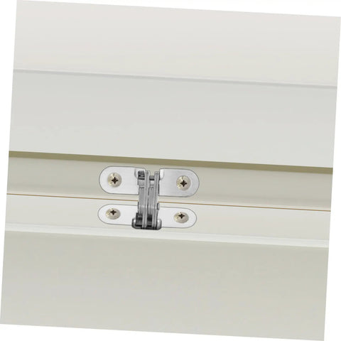 Invisible Folding Door Hinge Kit For Secret Doors Easy To Install Cross Hidden Hinges shown installed on white door surface