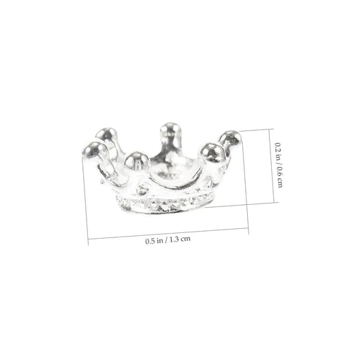60 Pcs Crown Charms For Jewelry Making Tiara Pendants Alloy Crowns Beads Ideal For Earrings Bracelets Key Rings And DIY Craft Projects Vintage Crown Shaped Beads For Every Accessory, silver crown charm with dimensions 1.30x1.30x0.60 cm