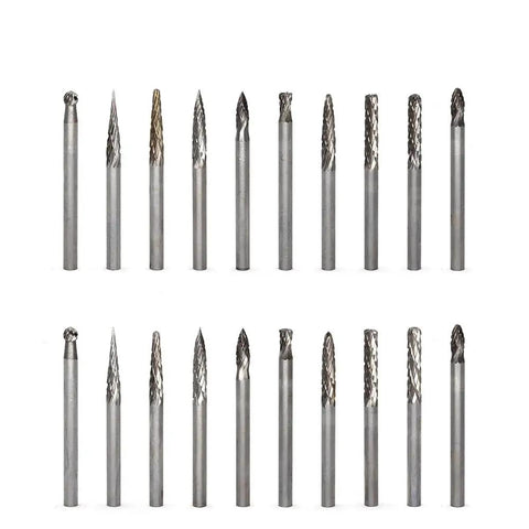 20Pc Solid Carbide Burr Set 0 118 Inch Shank 3mm Tungsten Carbide Rotary Files Burrs With 3mm Cutting Head Diameter