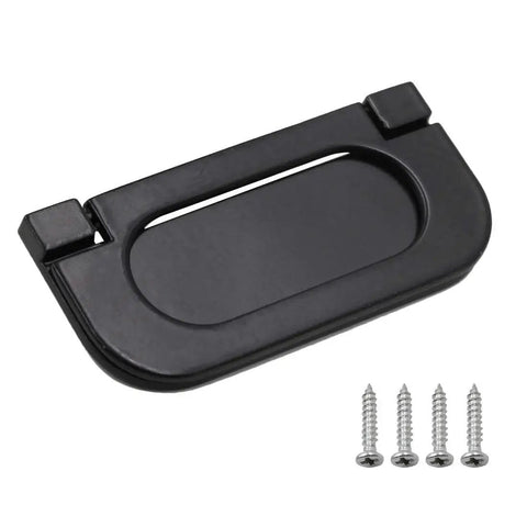Flush Ring Pull Handle black with screws, part of 2 Pack Modern Flush Ring Pull Door Handles 2.5 Inch Hole Spacing Flush Mount Recessed Zinc Alloy.