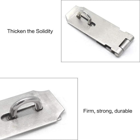 Stainless Steel Door Hasp Latch 5 Inch Extra Thick Packlock Clasp Lock With Screws Brushed Finish detailed close-up view