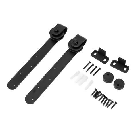 Heavy Duty Sliding Barn Door Hardware Kit for Single Or Double Bypass Doors, Smooth Quiet Wooden Door Track System components