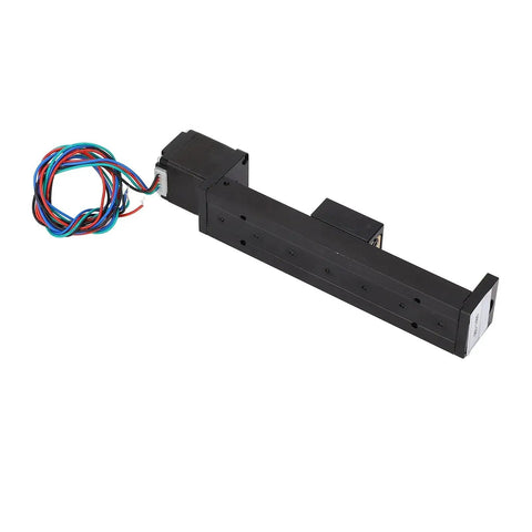 Ultra Smooth Mini Linear Slide Stage Actuator with Nema 11 Stepper Motor, 100mm travel, 6mm rail, T6x1 lead, side view