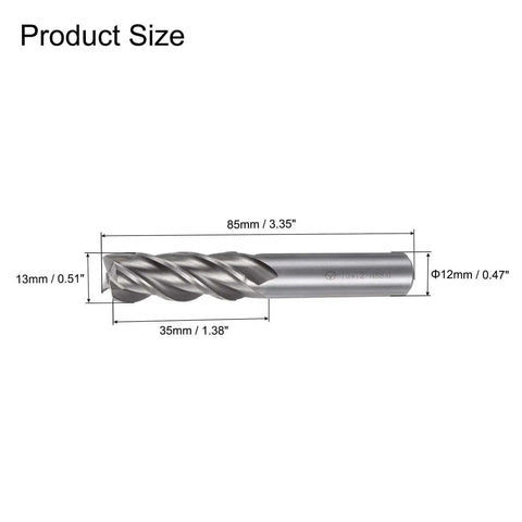 Beefy 13mm Carbide End Mills 4 Flutes CNC Milling Cutter Bits With Straight Shank 2 Pack uxcell showing product dimensions