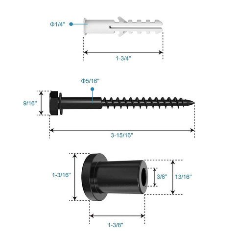 1-3/8 Inch Sliding Barn Door Track Spacers Replacement Kit With Adjustable Carbon Steel Connectors Including Lag Bolts