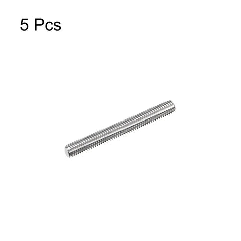Fully Threaded Rod M6 x 50mm 304 Stainless Steel 1mm Pitch Right Hand 5 Pack isolated on white background.