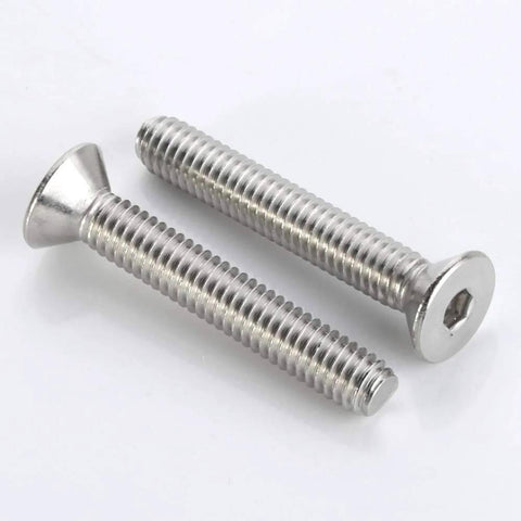 Flat Head Socket Cap Screws 3/8-16 Inch, 1 Inch Length, Fully Threaded Countersunk Bolts With Allen Hex Drive, 18-8 Stainless Steel 304 Bright Finish