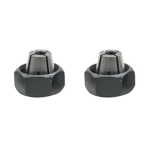 Quarter Inch Router Collet Replacement for Porter Cable 690 and 890 Series Routers RC025PC Self-Releasing Collet 2 Pack shown top view