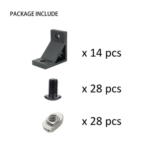 14 Piece 4040 Aluminum Extrusion Corner Brackets Set With 28 M8 T Slot Nuts And Bolts For 40 Series 4040 Extruded Aluminum T Slot Rails