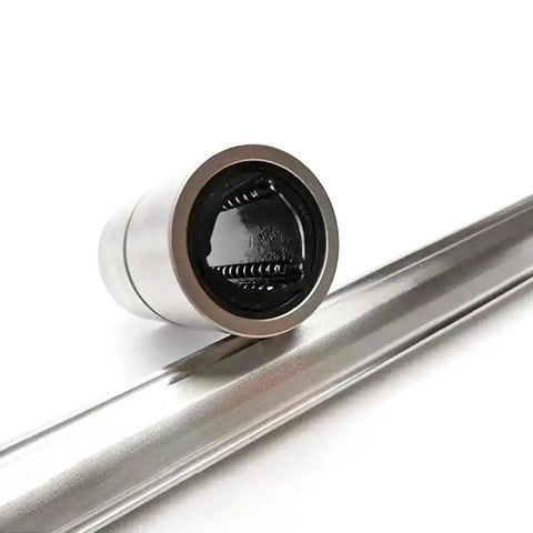Ball Spline Nut LT Series LT5UU For Precision Linear Motion, beefy load capacity, smooth rotation, easy install, shown on a rail.