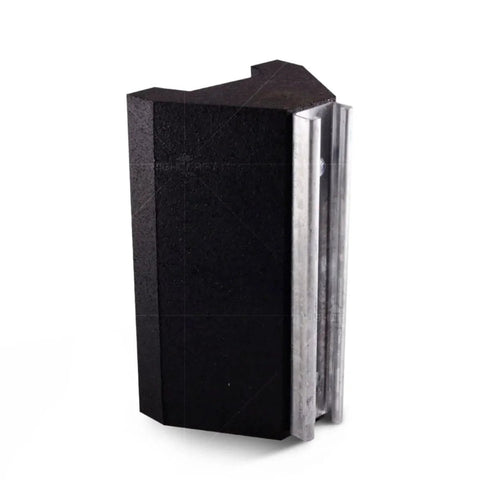 Rooftop Pipe Support Block With Galvanized Steel Strut For Conduit And HVAC Workhorse Sleeper Curb Replacement 750 Pound Capacity Five And Three Quarters Inch By Ten Inch Block Recycled Rubber Black shown upright