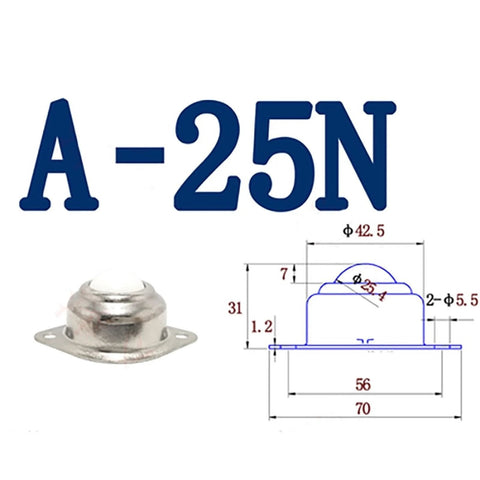 Diagram and side view of Roller Ball Transfer Bearing Caster With Round Durable Bull Wheel And Omni Ball Transfer Unit A 16N