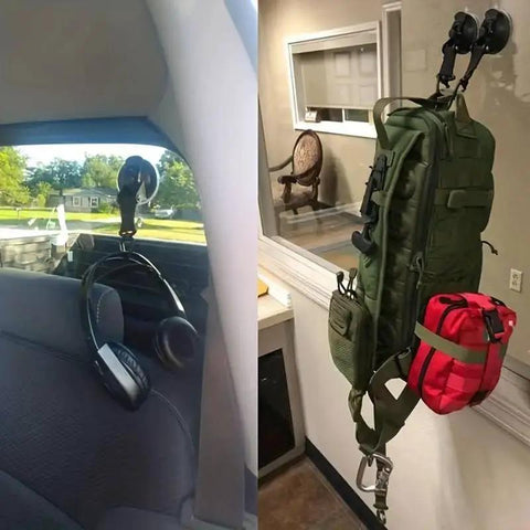 Universal Car Suction Cup Anchor With Securing Hook Reusable Heavy Duty Tie Down For Camping Tarp Car Side Awning Outdoor Motorhomes And Vans Accessories Scratch Free And Scratch Resistant No Drilling No Holes No Glue Easy Push And Attach attached to car interior holding items