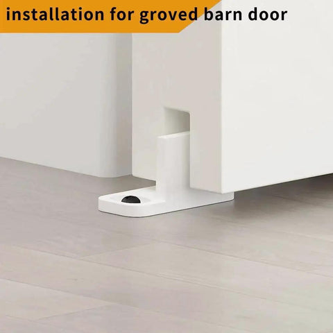 4 Pack POM Plastic T Shape Adjustable Sliding Barn Door Floor Guides with Screws, White, Installed on Floor