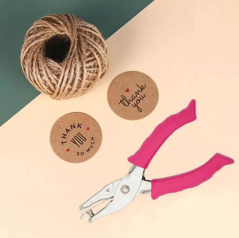 Two Size Hole Punch Set With One Quarter Inch And One Eighth Inch Holes, 2 Pack Craft Punchers with labels and twine