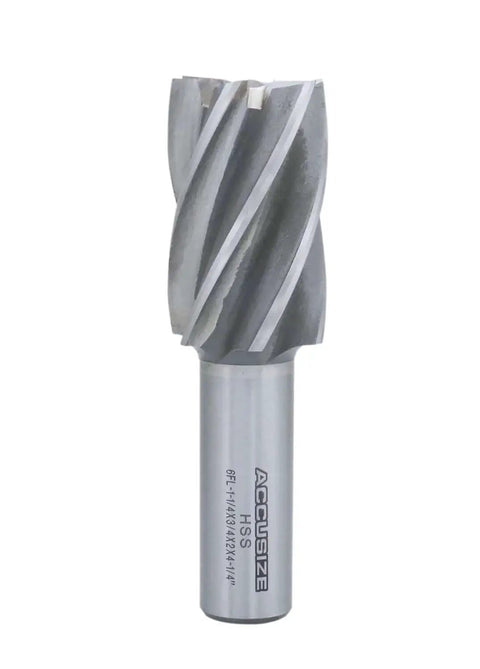 Single HSS end mill part of Six Piece HSS End Mills Set For Bridgeport Milling Machines With Three Quarters Inch Weldon Shank