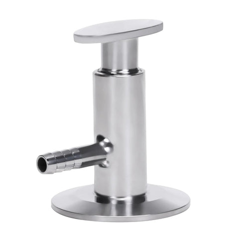 DERNORD sanitary sample valve, 2 in tri-clamp ferrule, 64mm OD, stainless steel with elliptic handle and side barb
