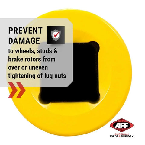 Torque Limiting Extension, 1" Drive, 300 ft/lbs, Yellow, 40407, front view, square hole visible, protection message displayed