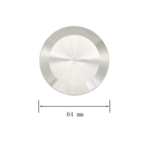 Top view of stainless steel 2-inch tri-clamp clover end cap, SS304, solid for sanitary fittings