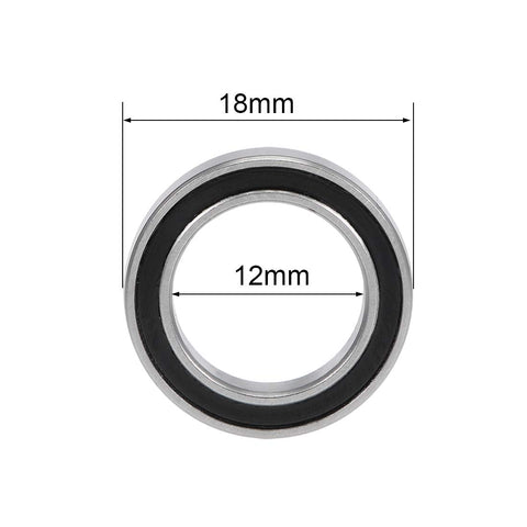 uxcell 6701-2RS deep groove ball bearing, 12x18x4 mm, double sealed chrome steel, 1 piece