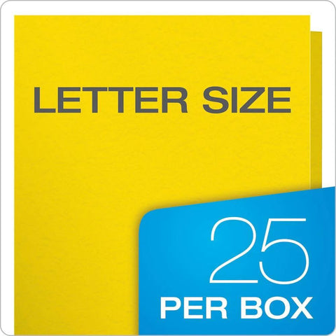 Two Pocket Folders With Fasteners Yellow Letter Size 25 Per Box 135 Sheet Capacity Built In Two Prong Fasteners For Three Hole Punch Papers Die Cut Business Card Slot Must Have For Office Or School Organization