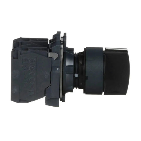 Side view of Harmony XB5 Selector Switch For Industrial Machinery With Plastic Bezel, 3 Positions Stay Put Operation, 2 NO Contacts