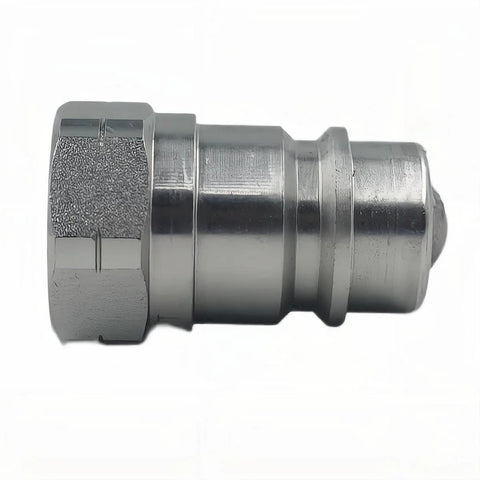1/2 in hydraulic quick-connect male coupler nipple, silver metal, NPT threads
