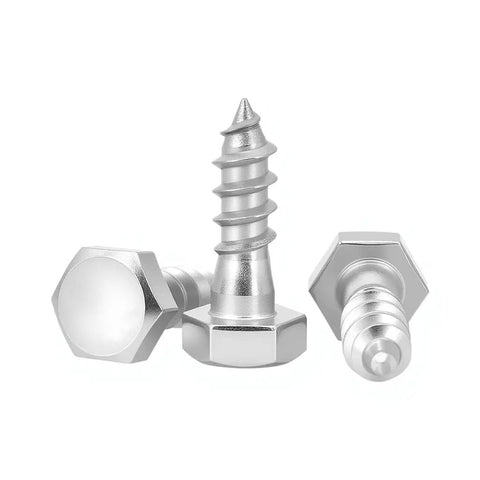 Three Eighths By One And One Half Inch Hex Head Lag Screws Kit, 10 Pack With Washers, Heavy Duty Wood Screws, 304 Stainless Steel 18-8