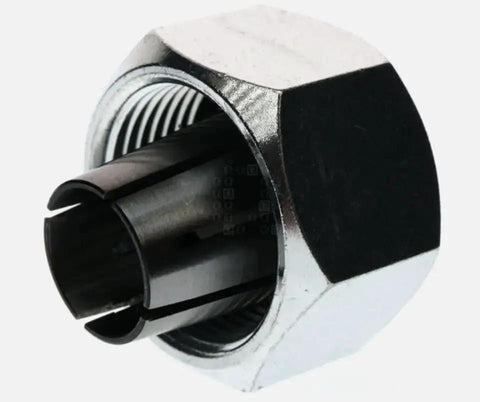 Half Inch Collet For 5625 Router With Self Releasing Lock Nut Assembly Eight Segment Design Minimizes Vibration