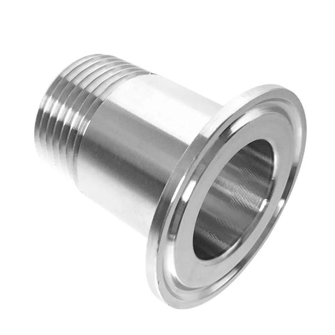 Stainless steel sanitary pipe fitting, 1 in NPT male to 1.5 in tri-clamp adapter, 50.5 mm ferrule OD