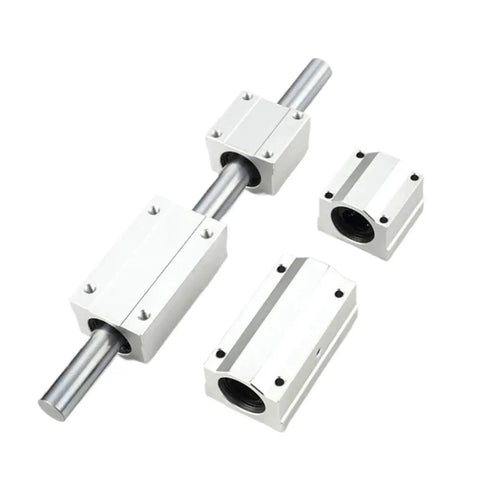 4 Piece Linear Bearings Kit Featuring SCS8UU SCS10LUU SCS16UU SC6 12 13 16 20 25 30 Motion Slide Ball Bearing Units for CNC Routers and 3D Printers, high-precision bearings displayed on white background.