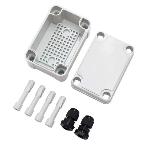 Tough As Nails Outdoor Weatherproof Electrical Box Grey IP67 ABS Plastic Case 3.74 X 2.56 X 2.17 Inches With 2 NPT 0.25 Inch Glands Parts