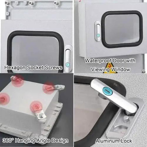 Tough As Nails Waterproof Outdoor Junction Box With Industrial Cast Aluminum Housing Explosion Proof IP66 Electrical Box features viewing window and lock