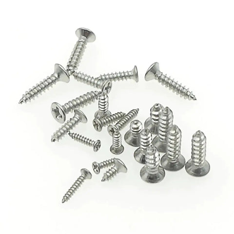 Pro Grade 750 Piece Metric Self Tapping Screws Kit In 304 Stainless Steel with Phillips flat and countersunk heads scattered on surface