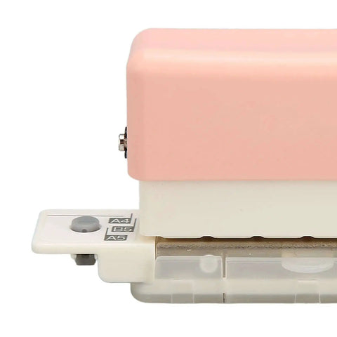 Portable 6 Hole Punch Adjustable Metal Handy Hole Puncher with Chip Tray and Positioning Pillar, side view