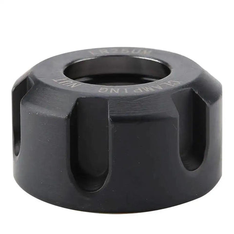 Collet Clamping Nut For Lathe Tools, Metal Chuck Holder with dynamic balancing, fast swaps and solid grip. Black finish, ER25 style nut.