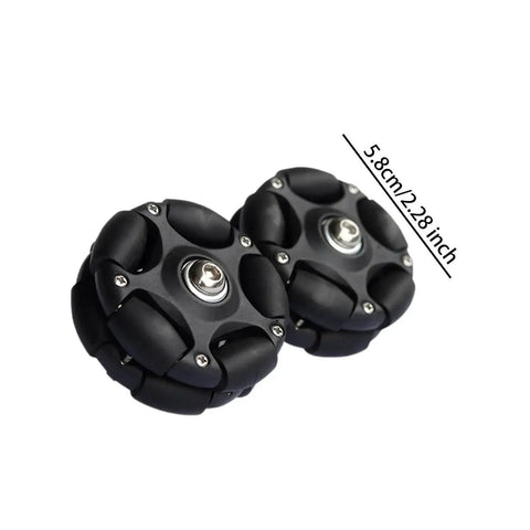 58mm Omni Directional Folding Bike Roller Replacement Wheels with nylon core and aluminum bearing, black, side view